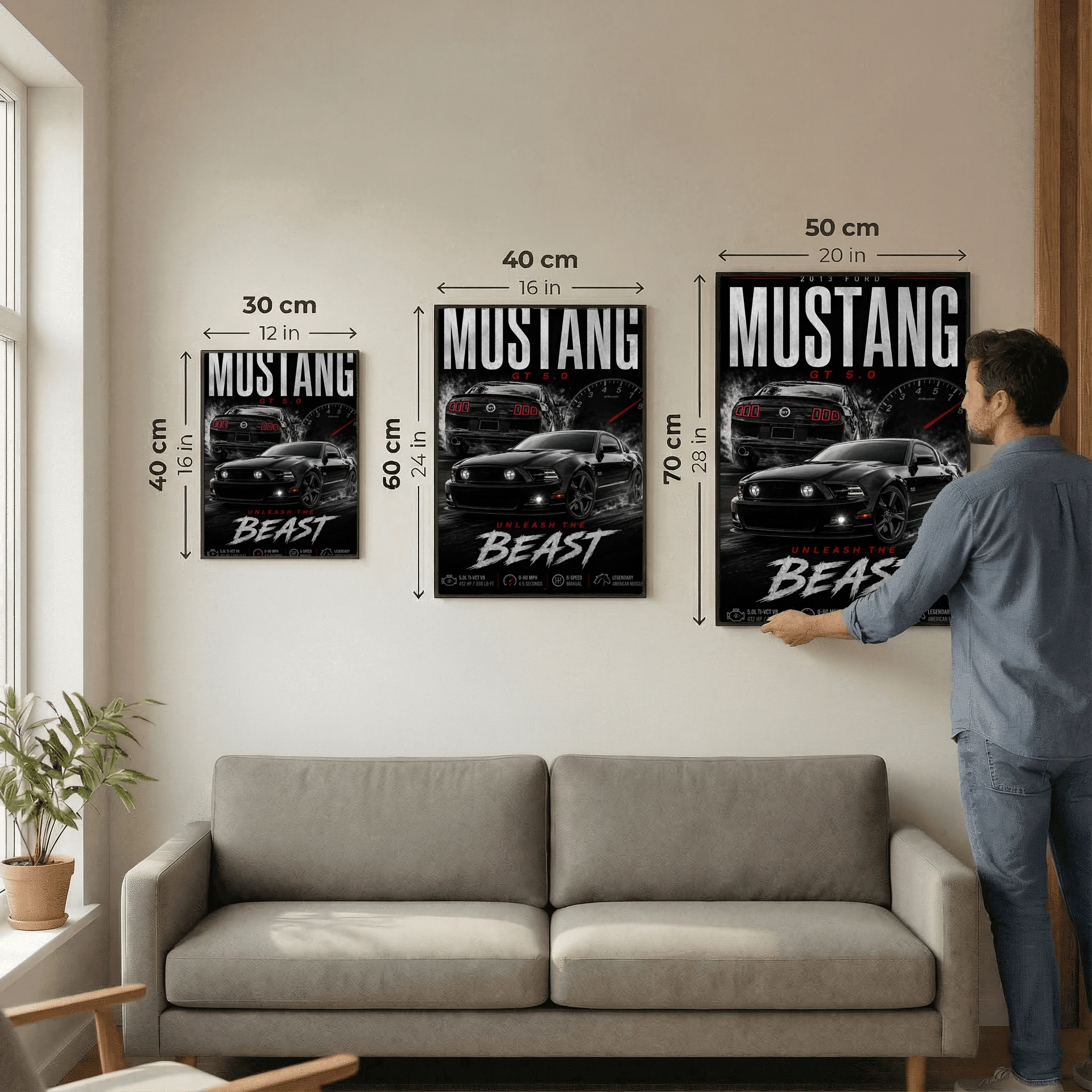 Ford Mustang GT 5.0 2013 Poster - Unleash The Beast Muscle Car Art