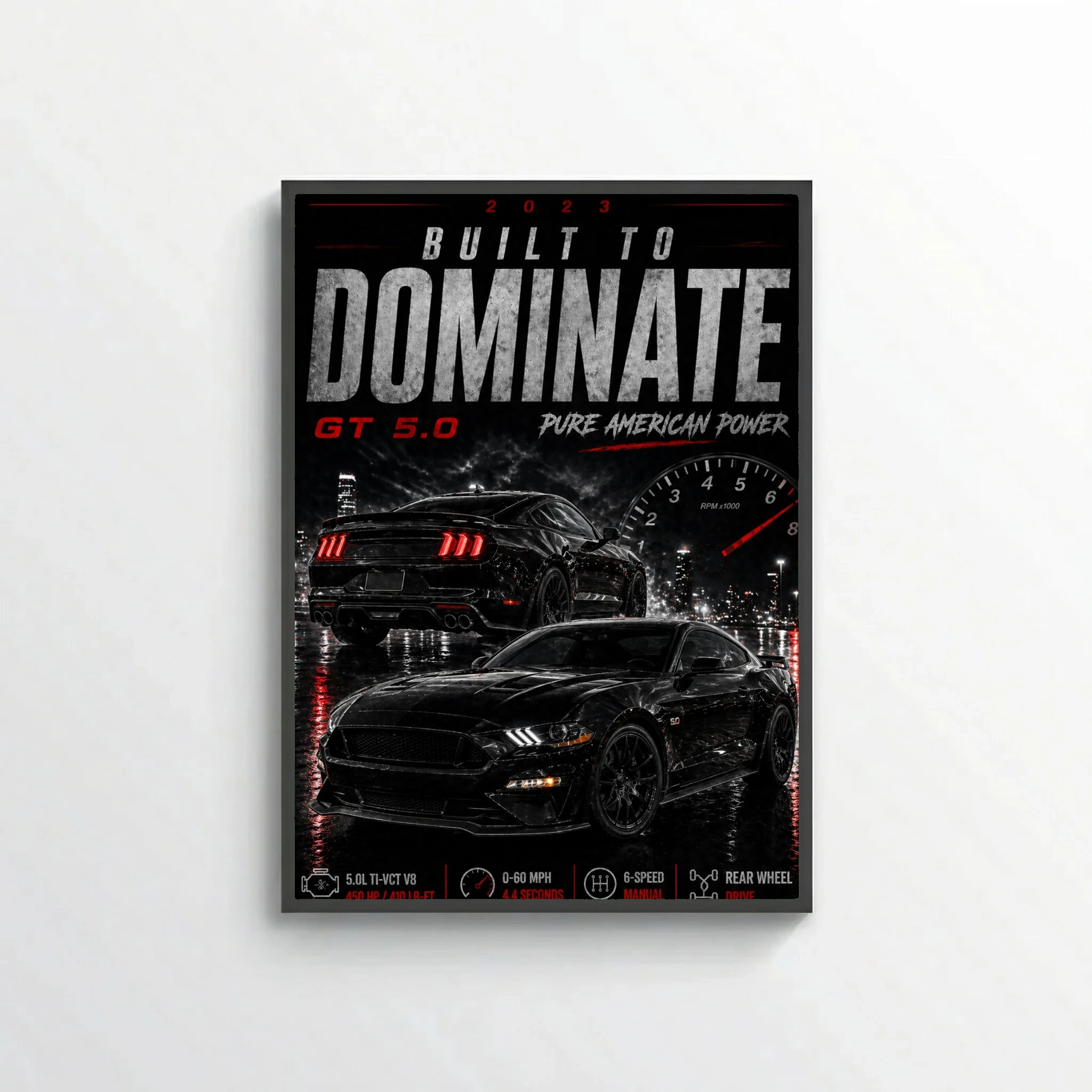 Ford Mustang GT 5.0 2023 Poster - Pure American Power Muscle Car Art
