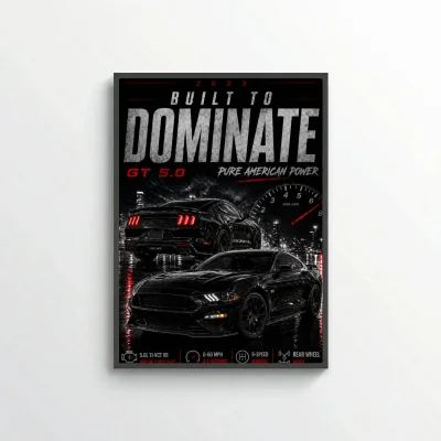 Ford Mustang GT 5.0 2023 Poster - Pure American Power Muscle Car Art