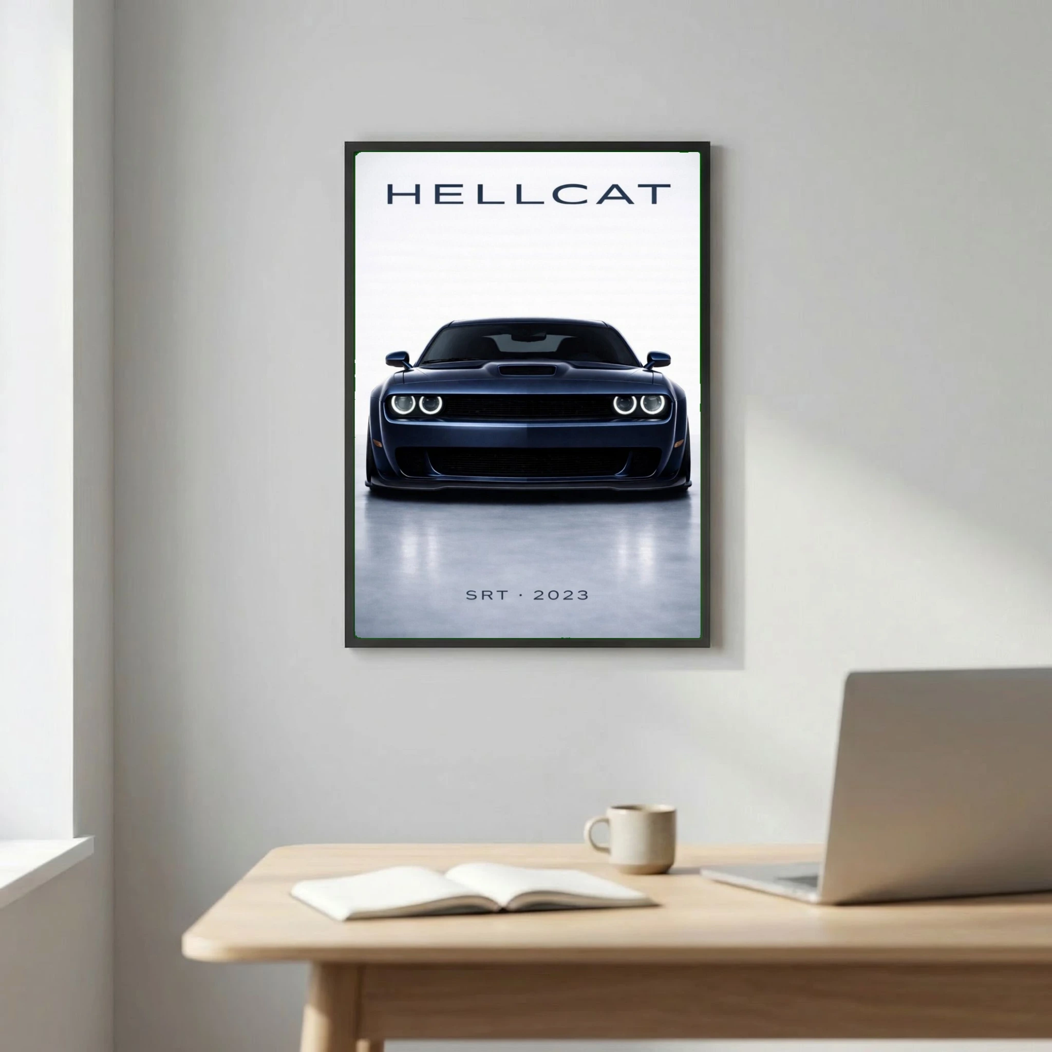 Dodge Challenger SRT Hellcat 2023 Poster - Minimalist American Muscle Car Art