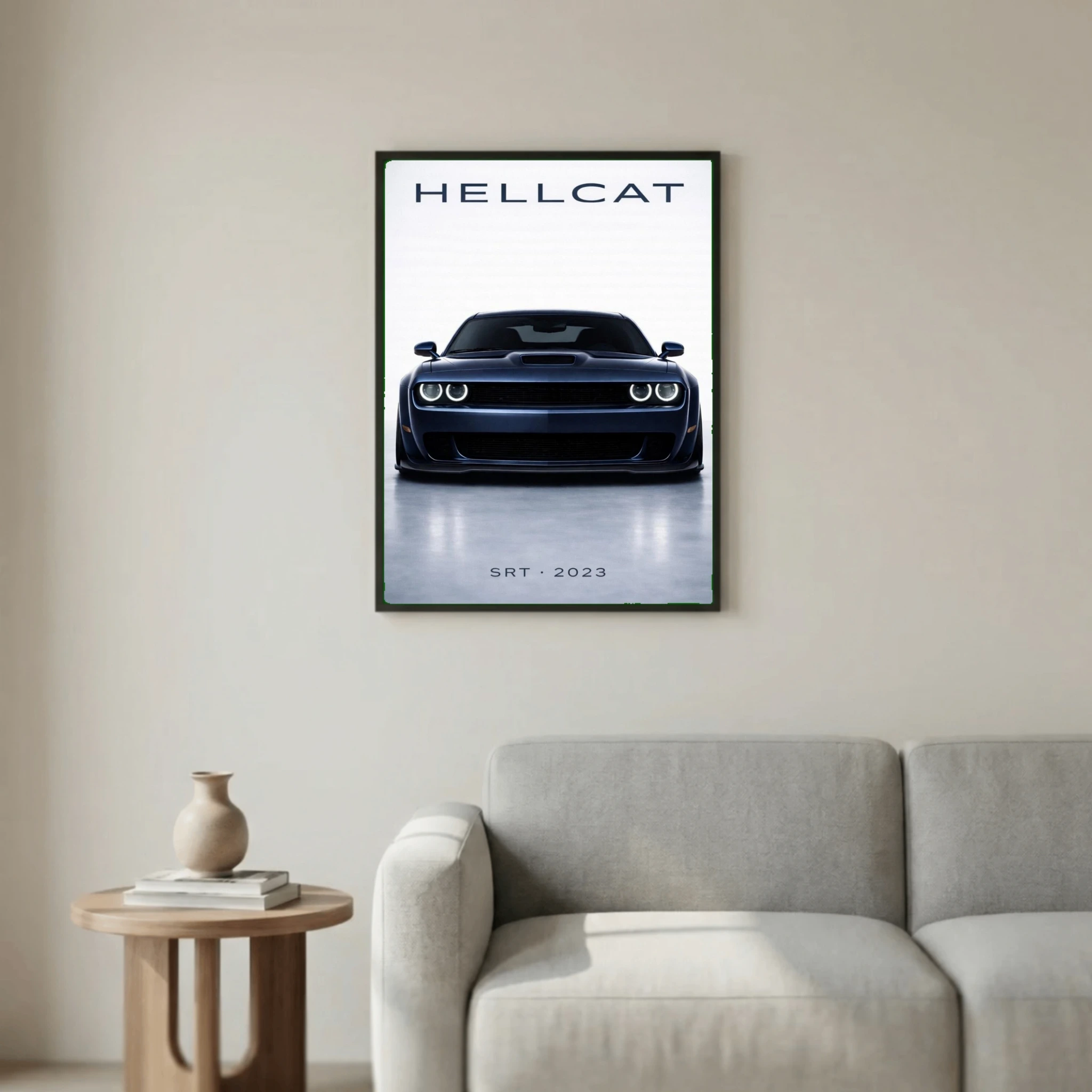 Dodge Challenger SRT Hellcat 2023 Poster - Minimalist American Muscle Car Art