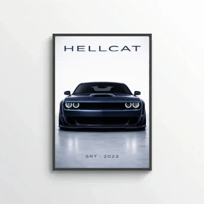 Dodge Challenger SRT Hellcat 2023 Poster - Minimalist American Muscle Car Art
