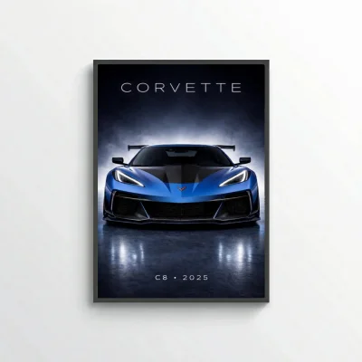 Chevrolet Corvette C8 ZR1 2025 Poster - Dark Modern American Supercar Art