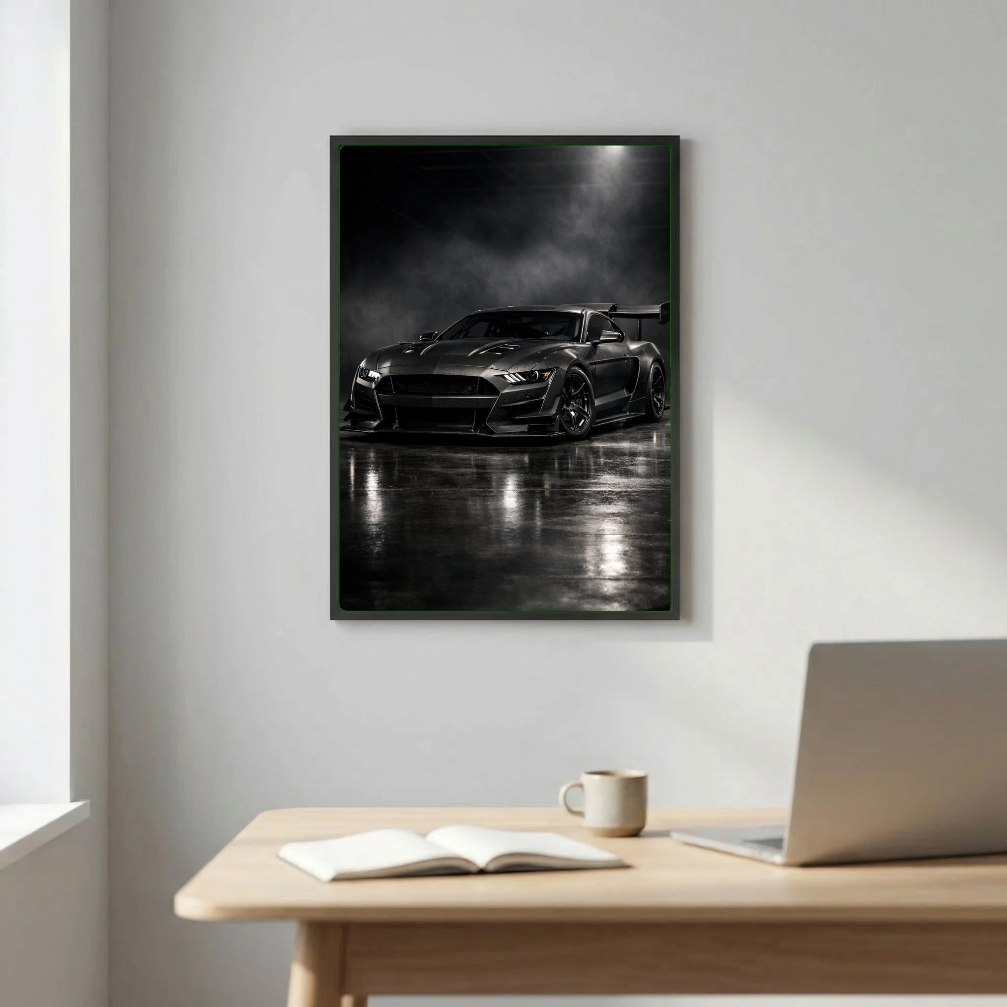 Ford Mustang Carbon Fiber Edition Poster - Dark Widebody Car Art
