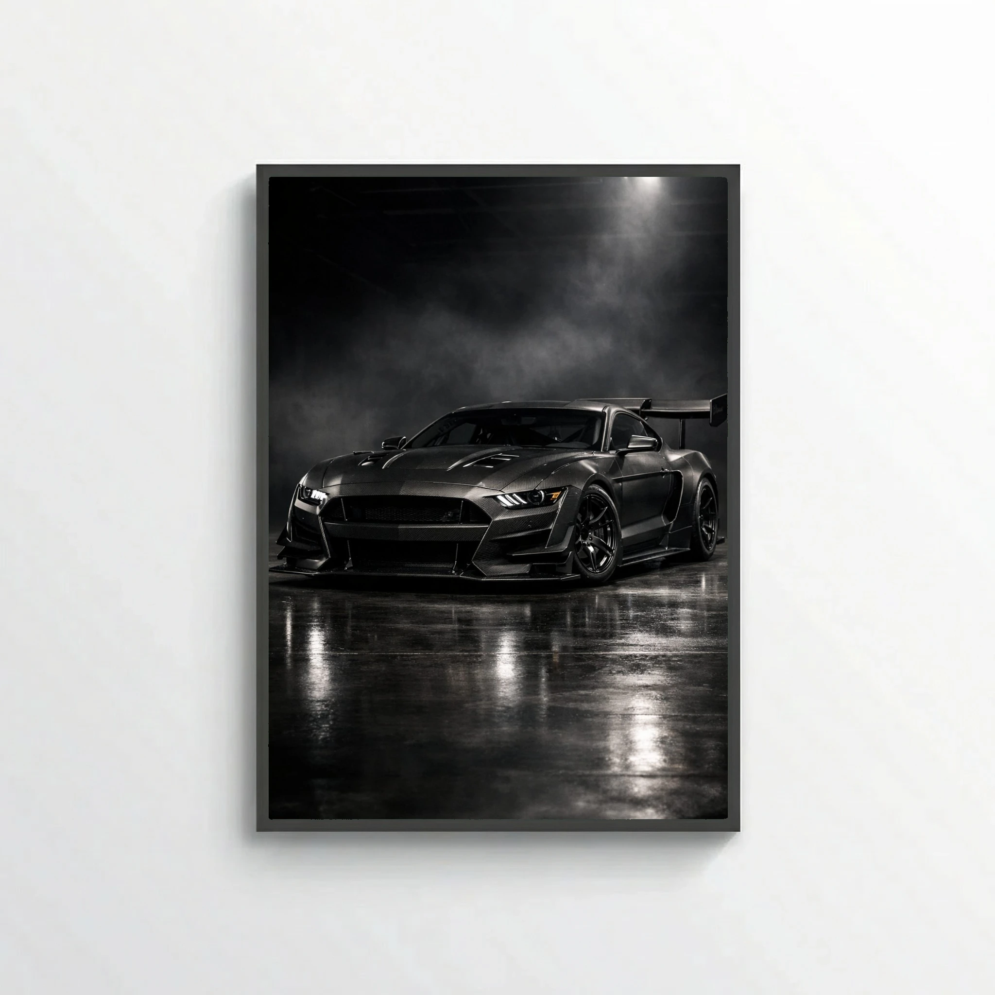 Ford Mustang Carbon Fiber Edition Poster - Dark Widebody Car Art