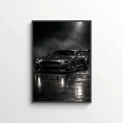 Ford Mustang Carbon Fiber Edition Poster - Dark Widebody Car Art