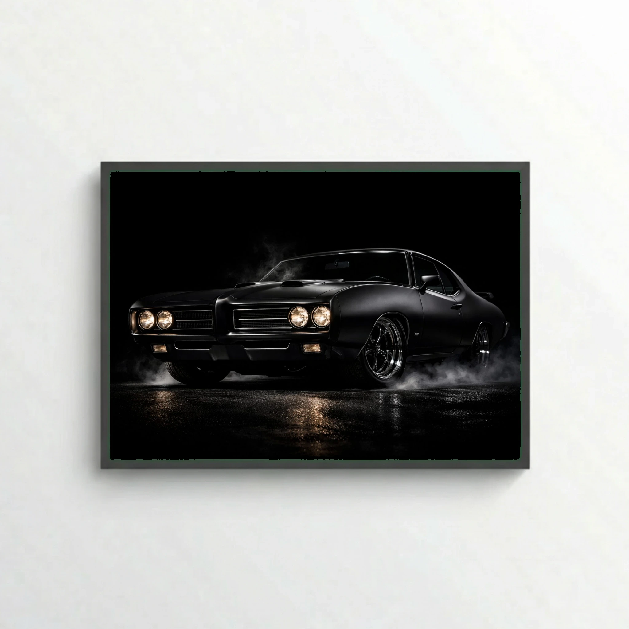Pontiac GTO Classic Muscle Car Poster - Matte Black Vintage Art