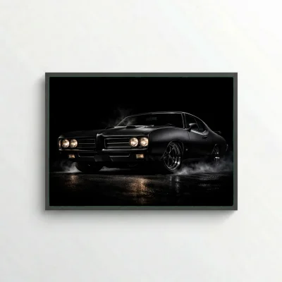 Pontiac GTO Classic Muscle Car Poster - Matte Black Vintage Art