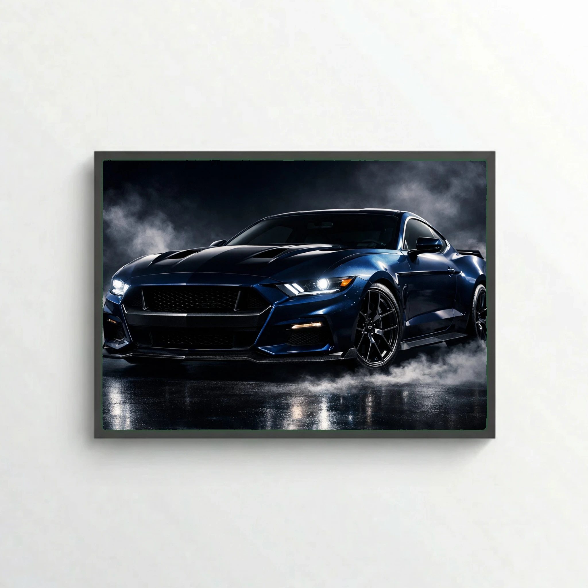 Ford Mustang Midnight Blue Edition Poster - Smoke Muscle Car Art