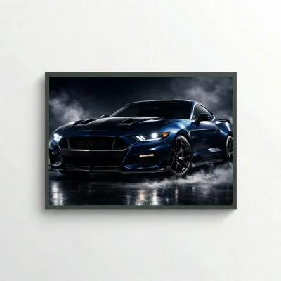 Ford Mustang Midnight Blue Edition Poster - Smoke Muscle Car Art