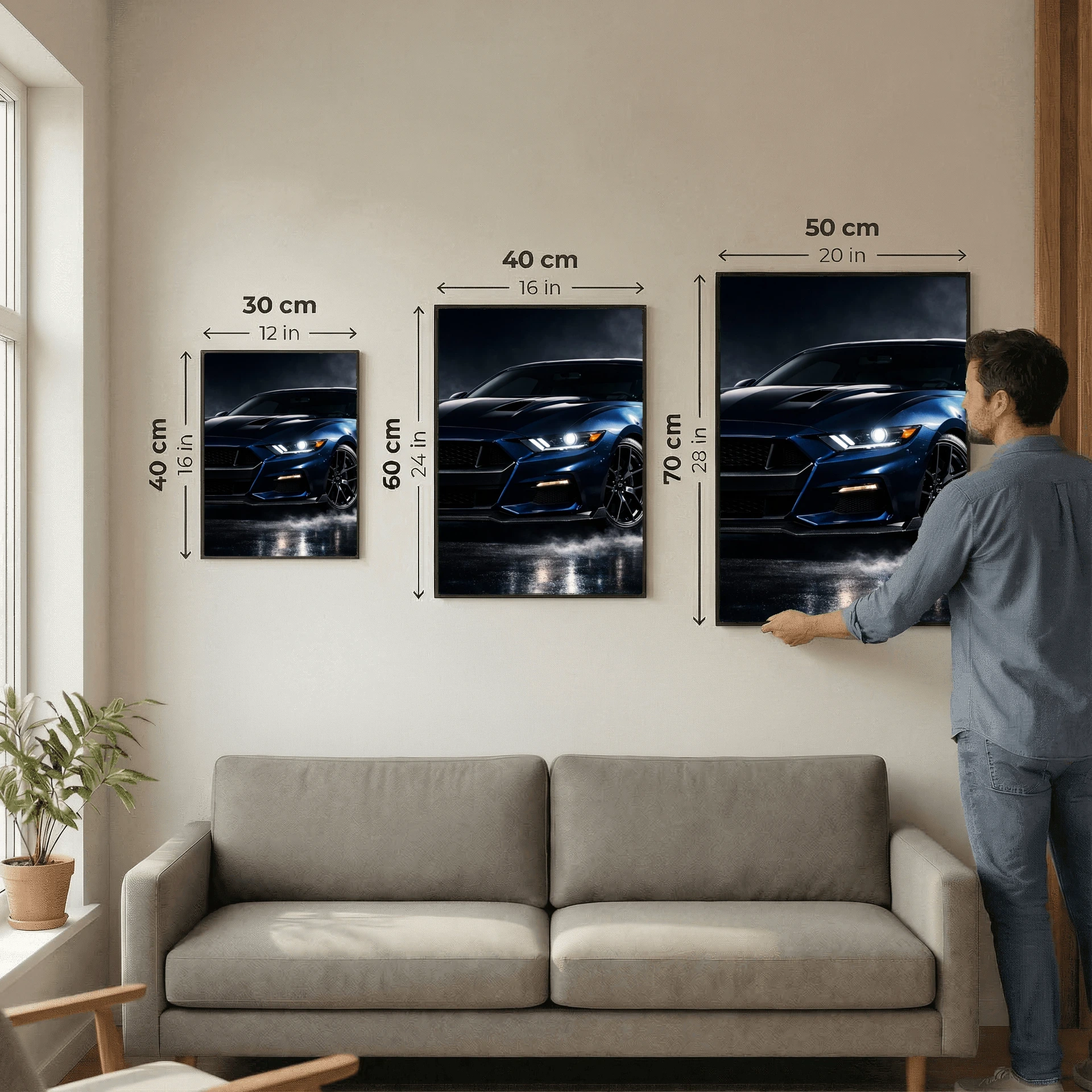 Ford Mustang Midnight Blue Edition Poster - Smoke Muscle Car Art