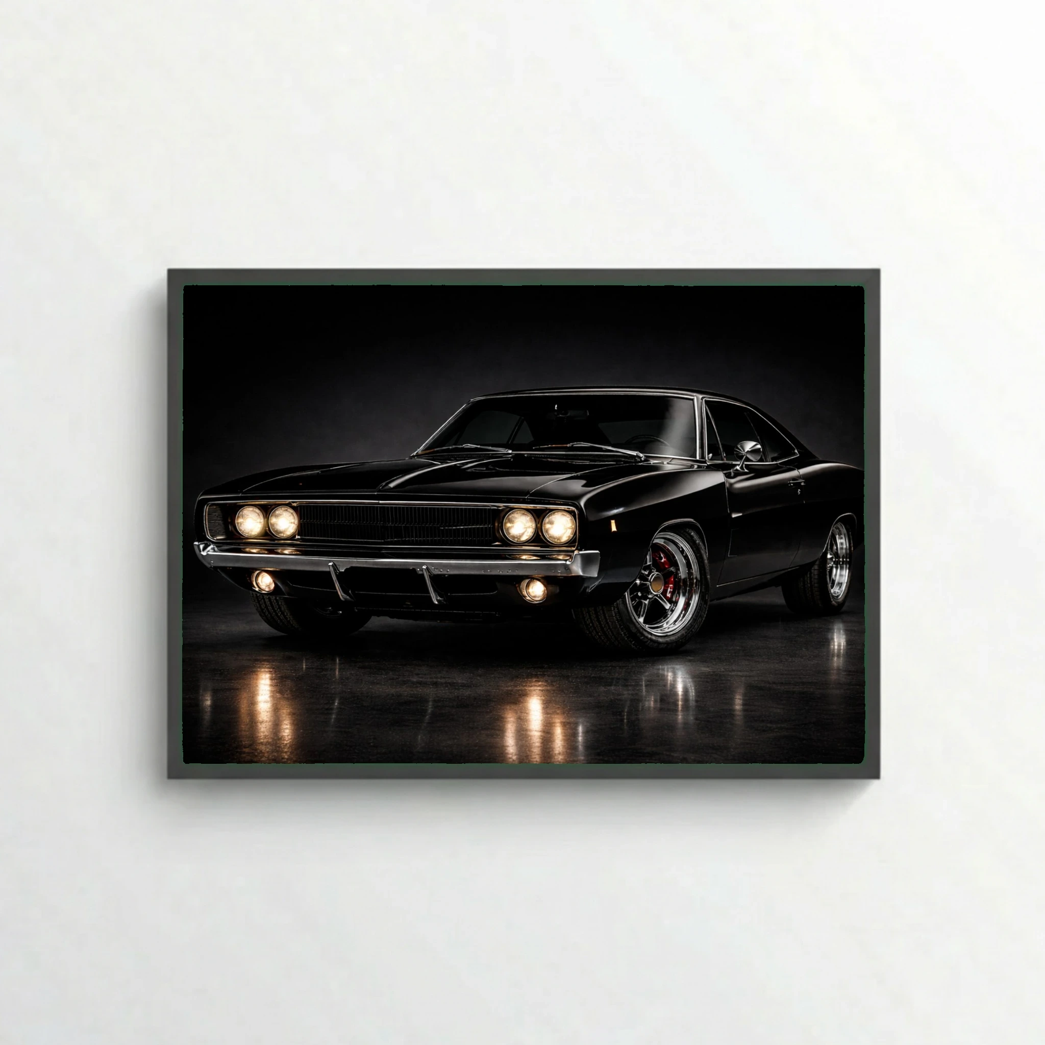 Dodge Charger Classic 1969 Poster - Black Vintage Muscle Car Art