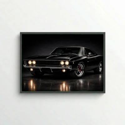 Dodge Charger Classic 1969 Poster - Black Vintage Muscle Car Art