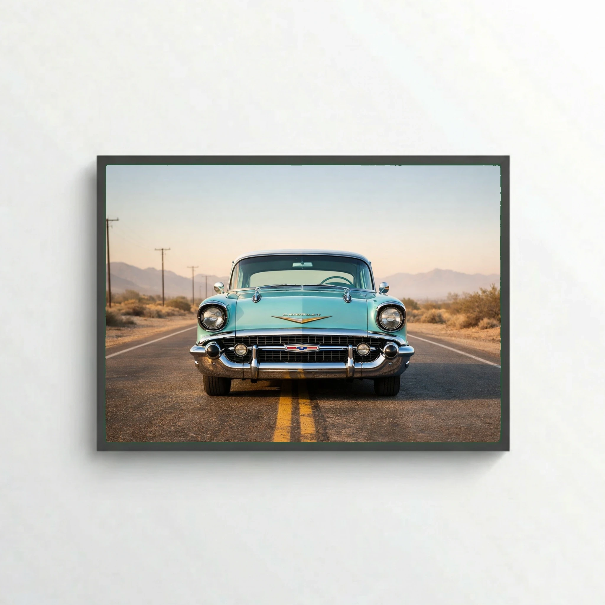 Chevrolet Bel Air 1957 Poster - Vintage Turquoise Car Art