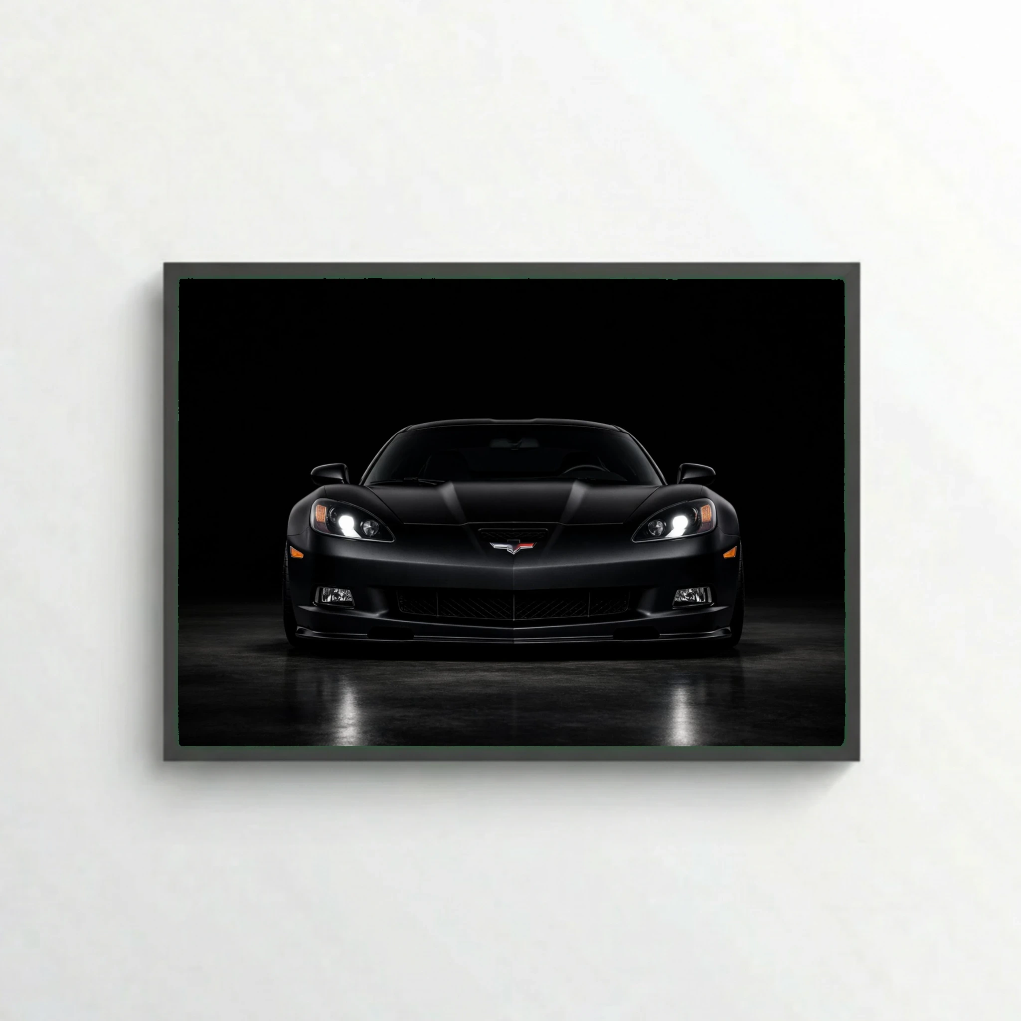 Chevrolet Corvette C6 Poster - Matte Black American Supercar Art