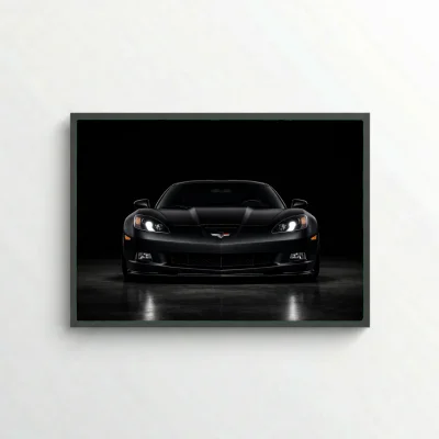 Chevrolet Corvette C6 Poster - Matte Black American Supercar Art