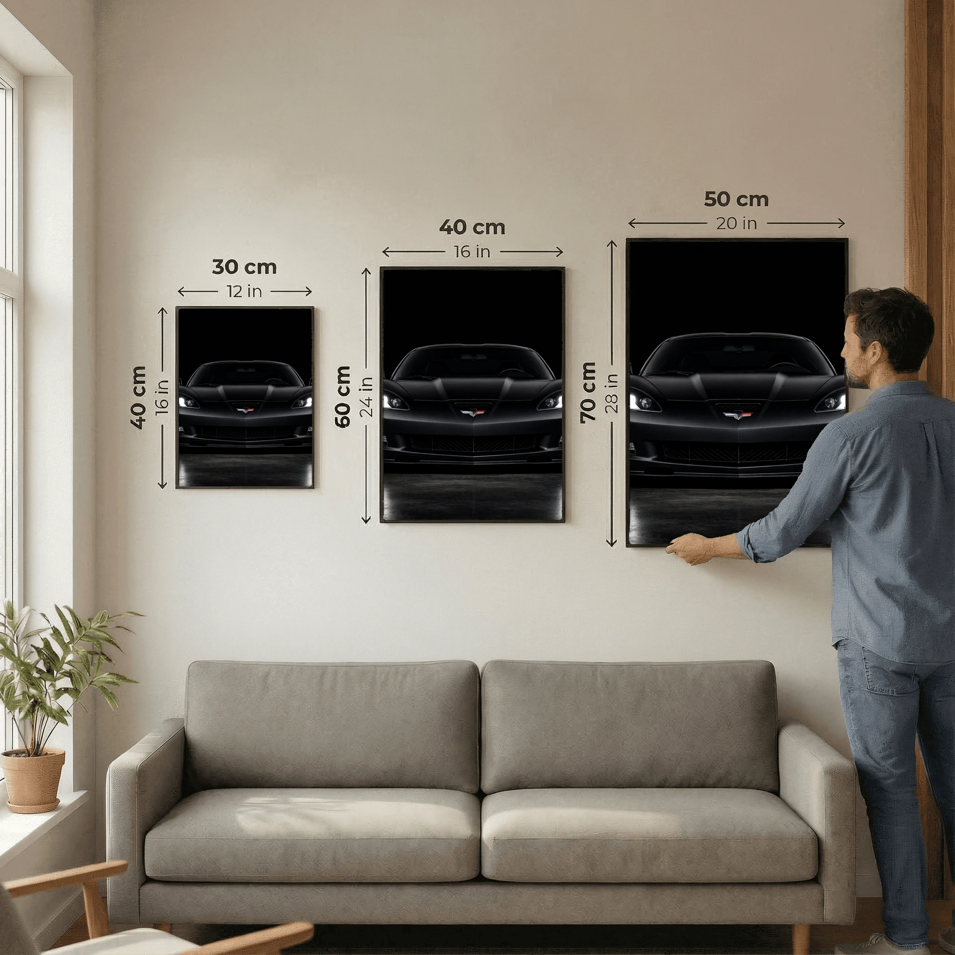 Chevrolet Corvette C6 Poster - Matte Black American Supercar Art