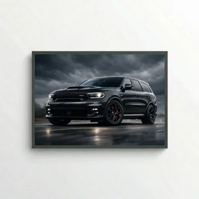 Dodge Durango SRT Poster - Black Performance SUV Storm Art