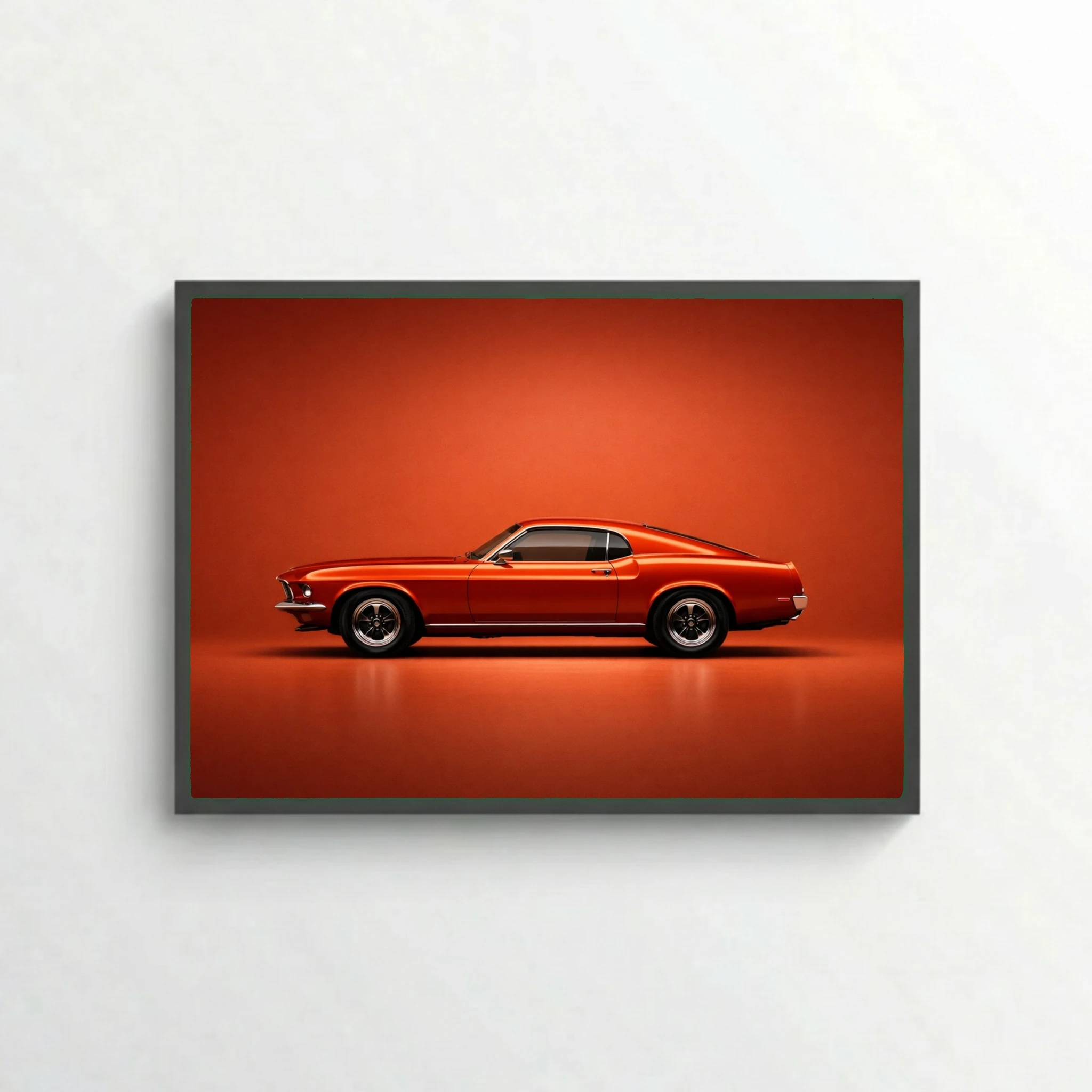 Ford Mustang Fastback Classic Poster - Orange Vintage Muscle Car Art