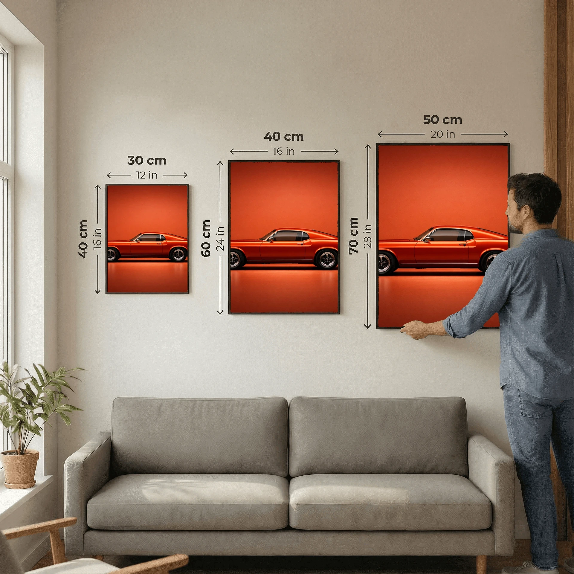 Ford Mustang Fastback Classic Poster - Orange Vintage Muscle Car Art