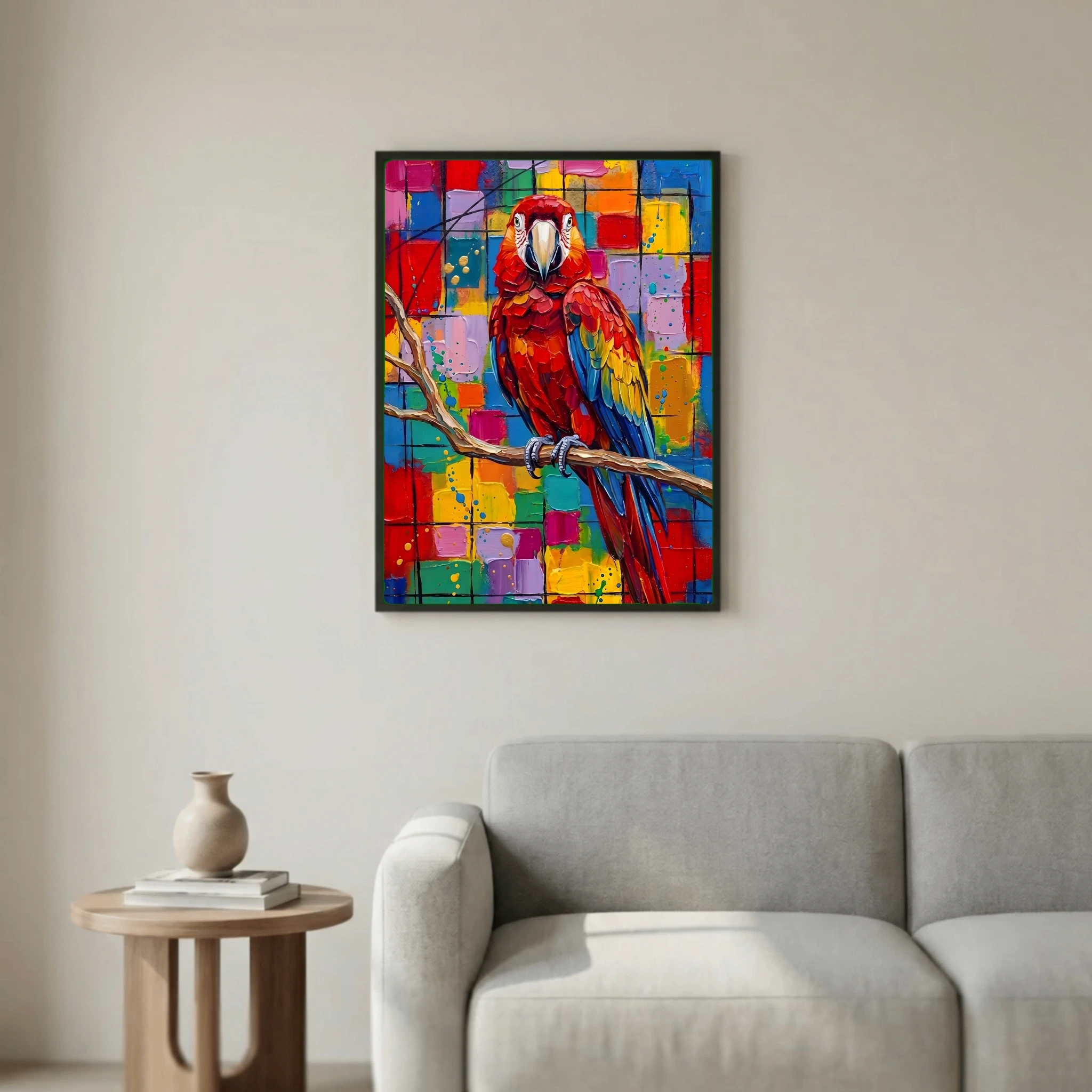 Vibrant tropical red Macaw