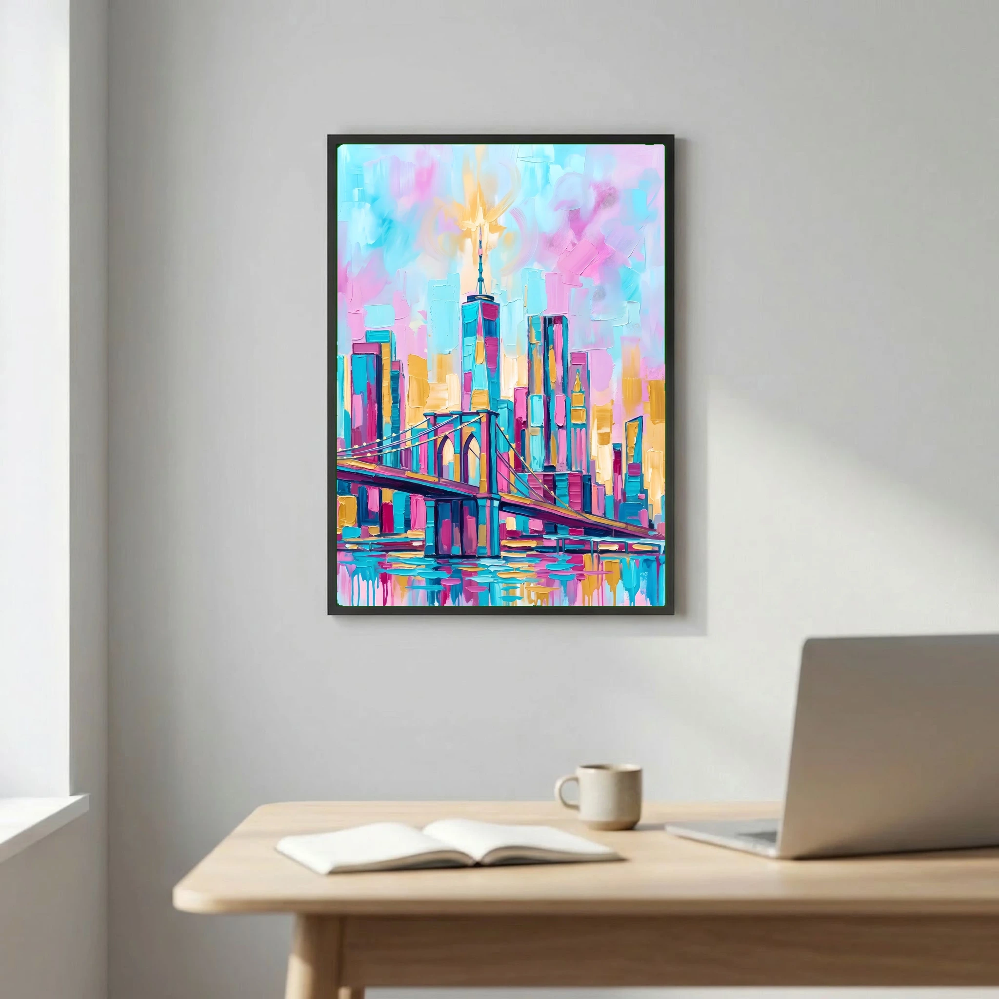 New York Skyline Impasto Painting