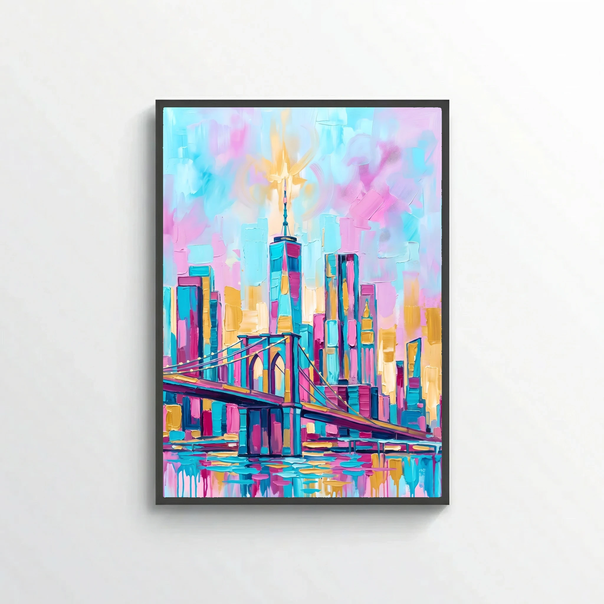 New York Skyline Impasto Painting