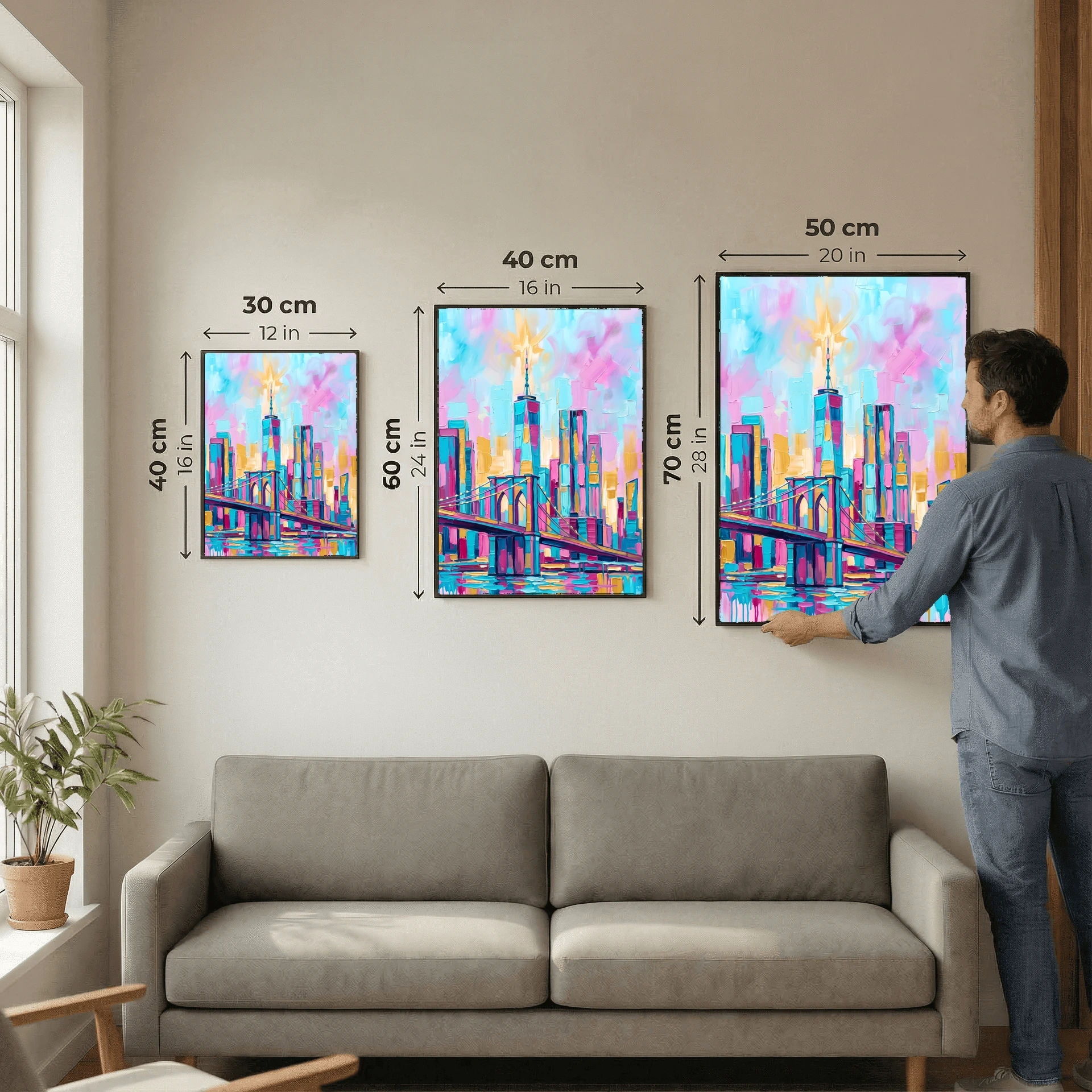 New York Skyline Impasto Painting