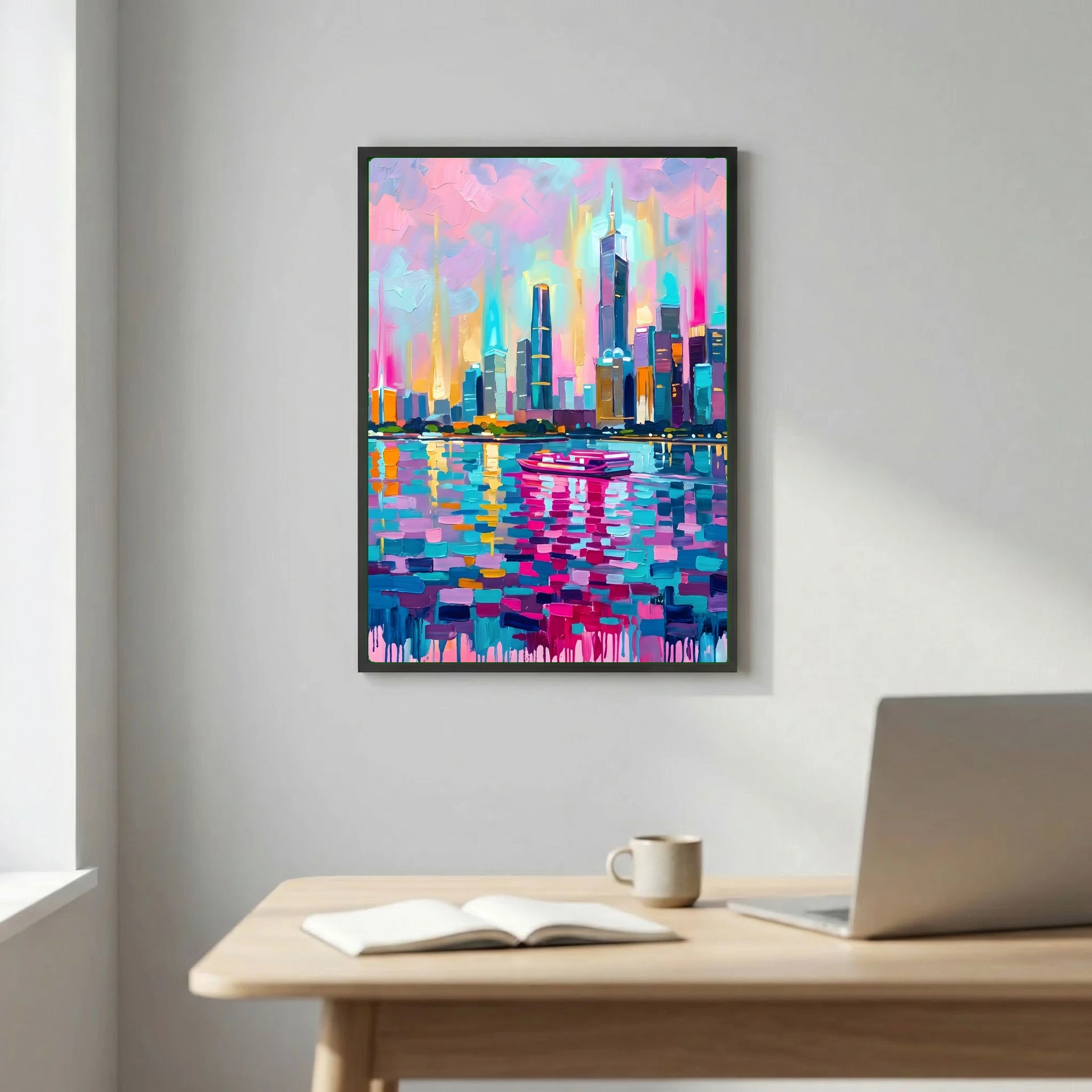 City Skyline with Boat