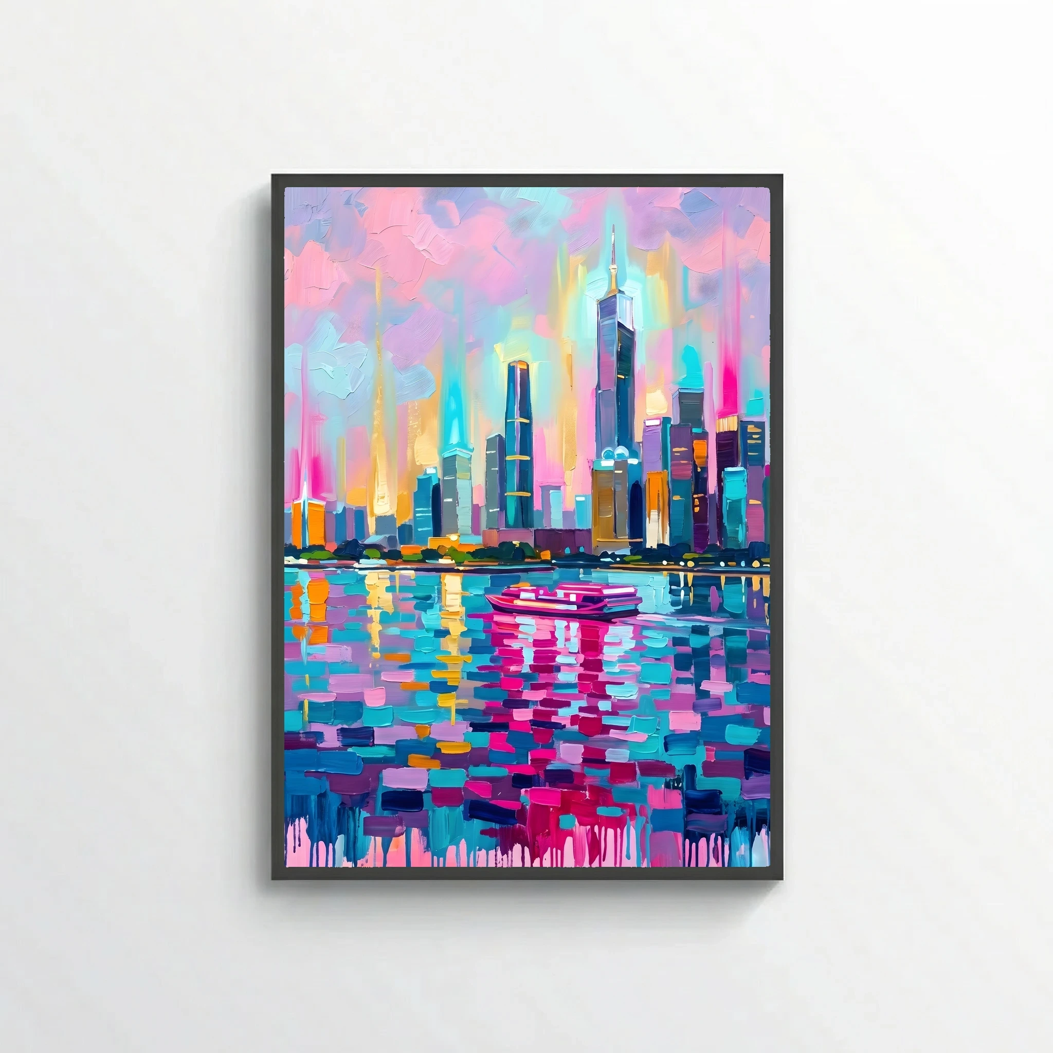 City Skyline with Boat
