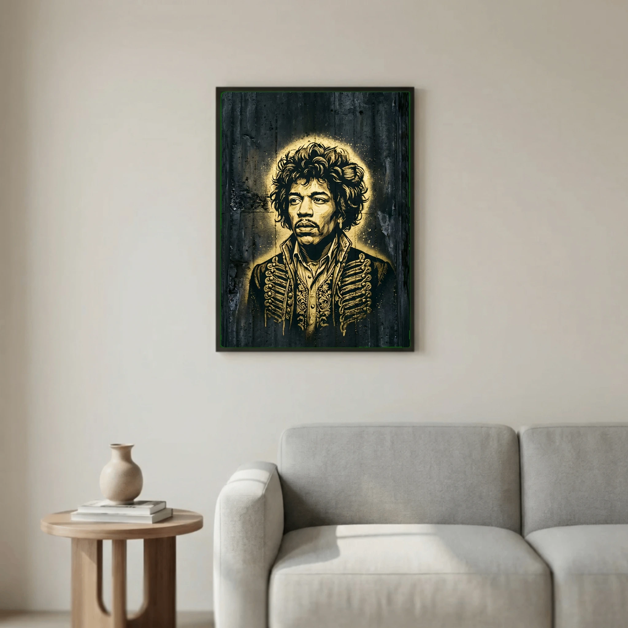 Jimi Hendrix Graffiti in Gold