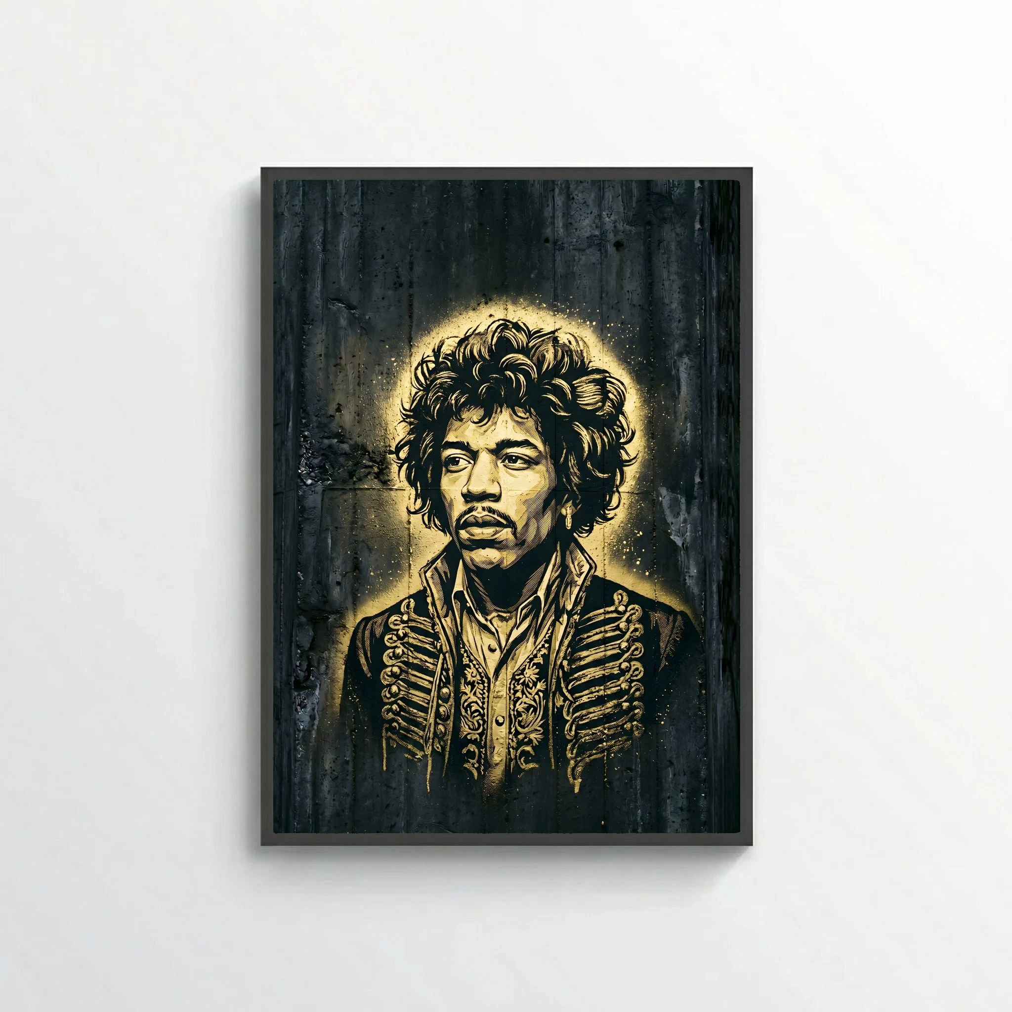 Jimi Hendrix Graffiti in Gold