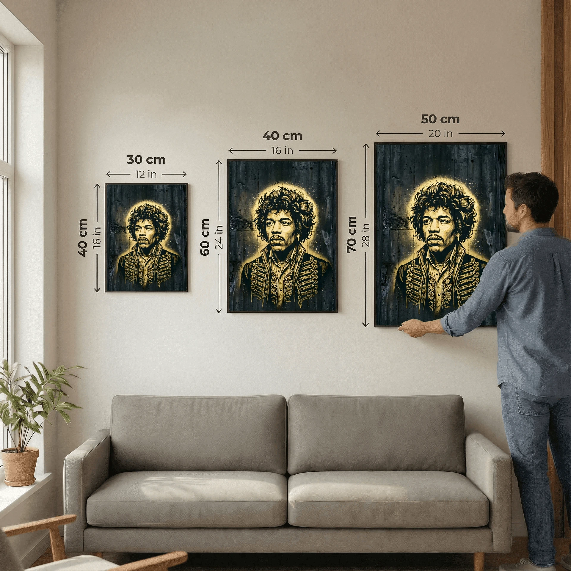 Jimi Hendrix Graffiti in Gold