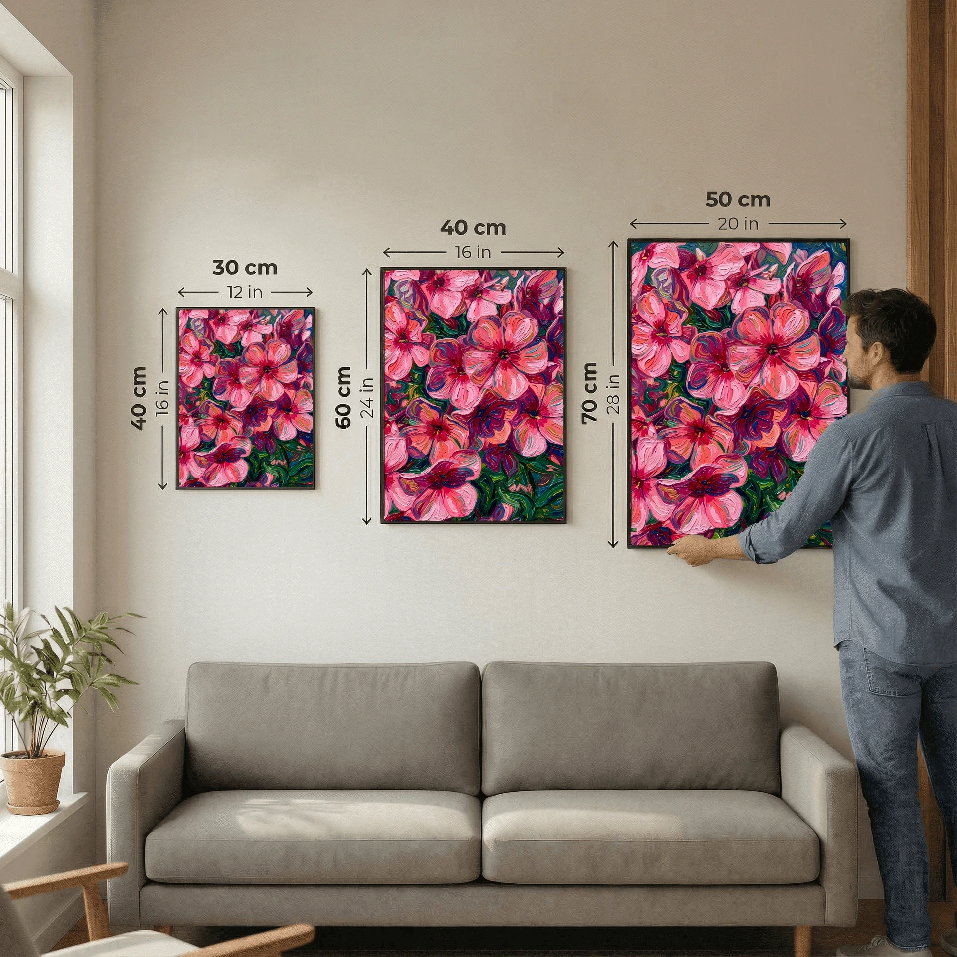 Pink and Purple Blossoms in Textured Oil Painting Style