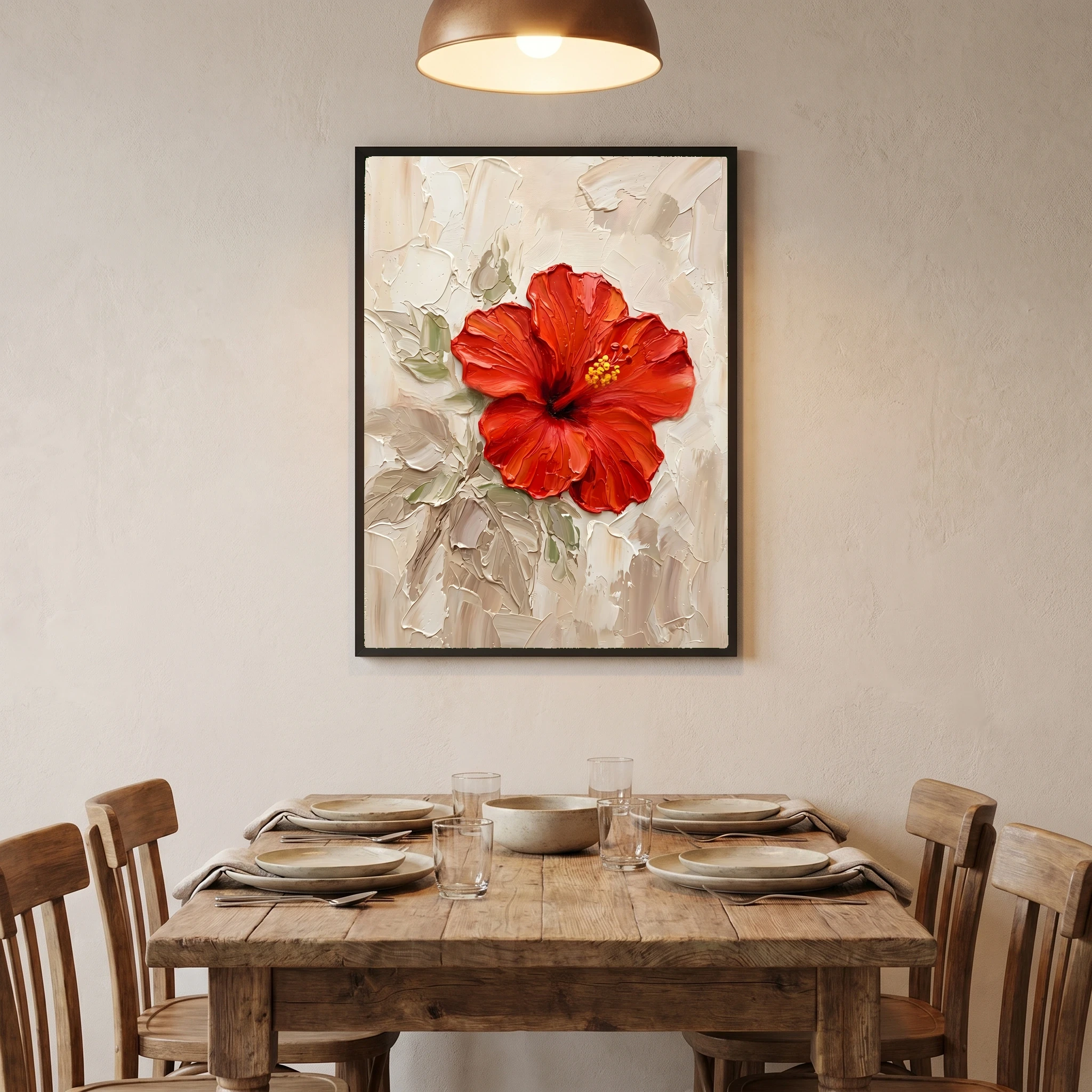 Tropical Floral Wall Art – Red Hibiscus Blossom