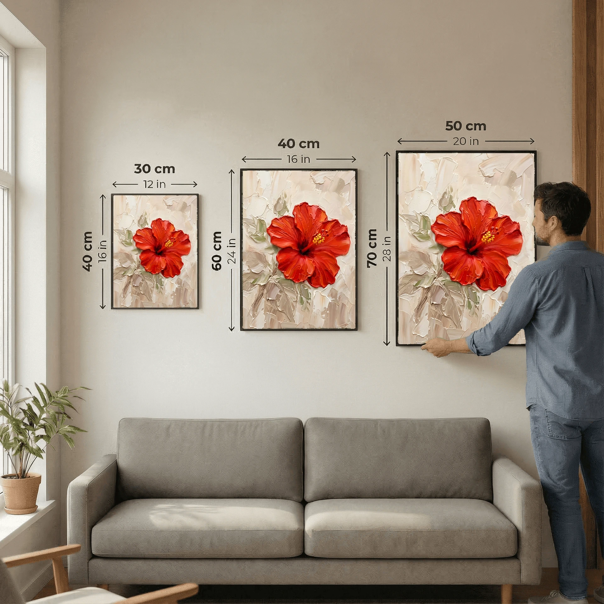 Tropical Floral Wall Art – Red Hibiscus Blossom