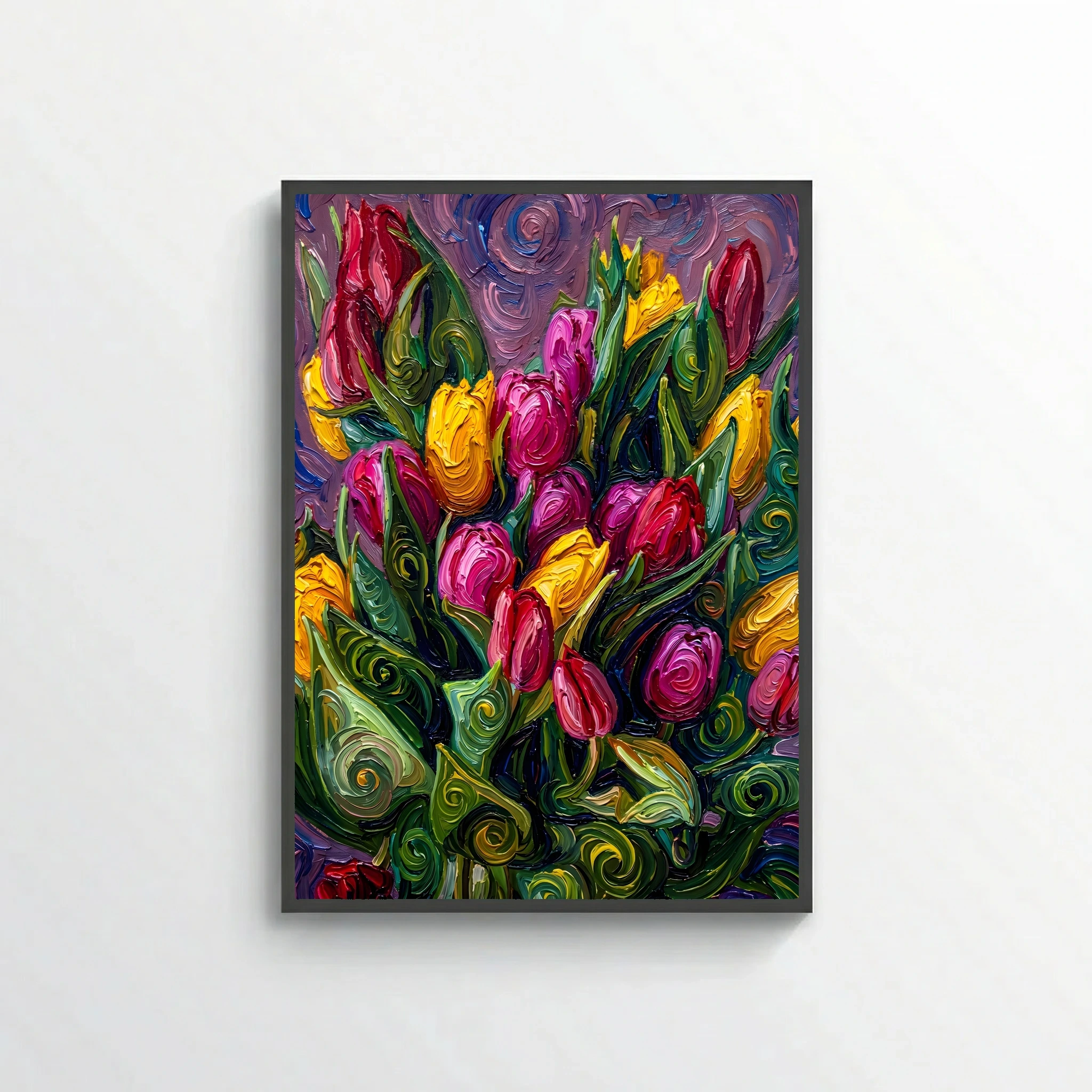 Vibrant Spring Tulips – Textured Floral Canvas Wall Art