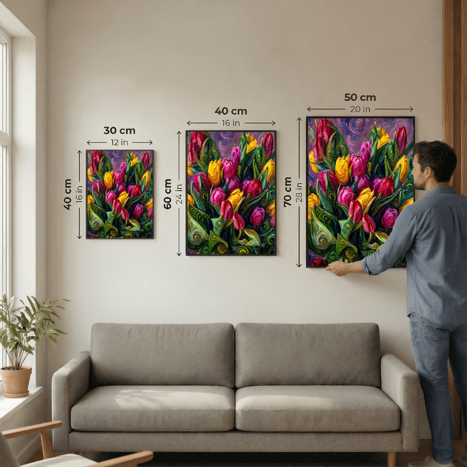 Vibrant Spring Tulips – Textured Floral Canvas Wall Art
