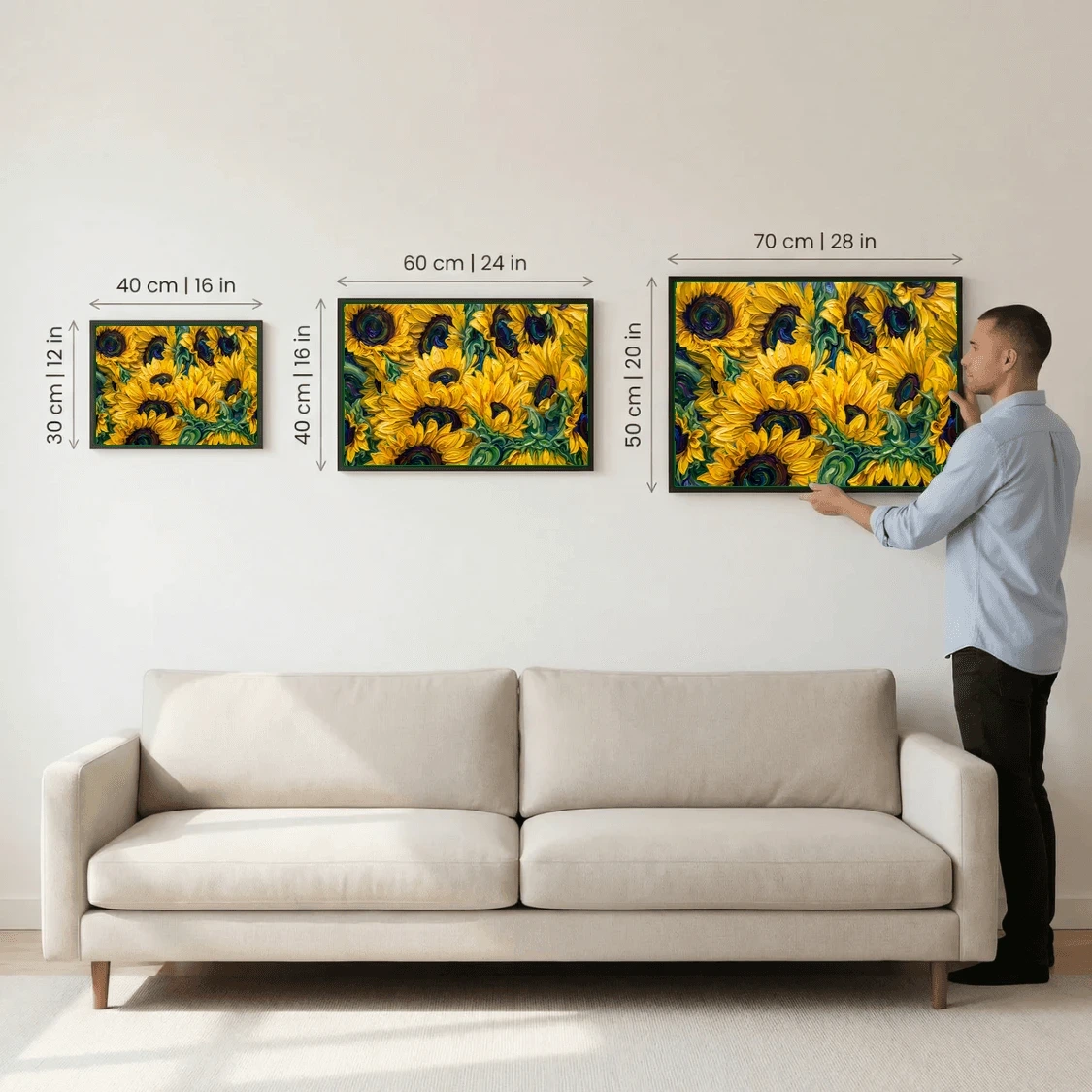 Golden Sunflower Field – Vibrant Textured Floral Canvas Wall Art