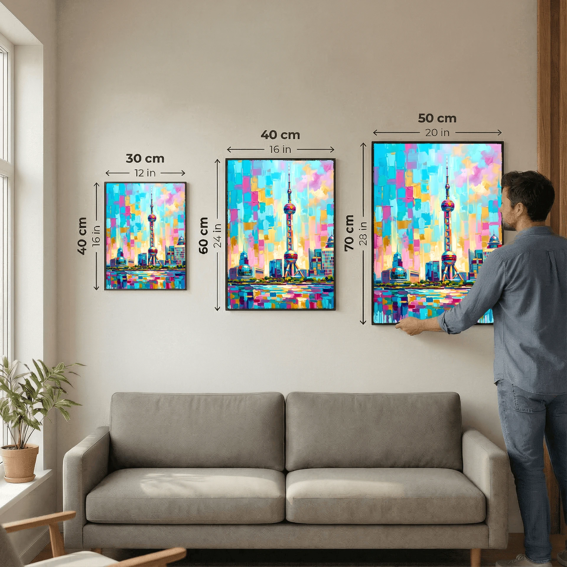 Vibrant Shanghai Skyline – Modern Textured Cityscape