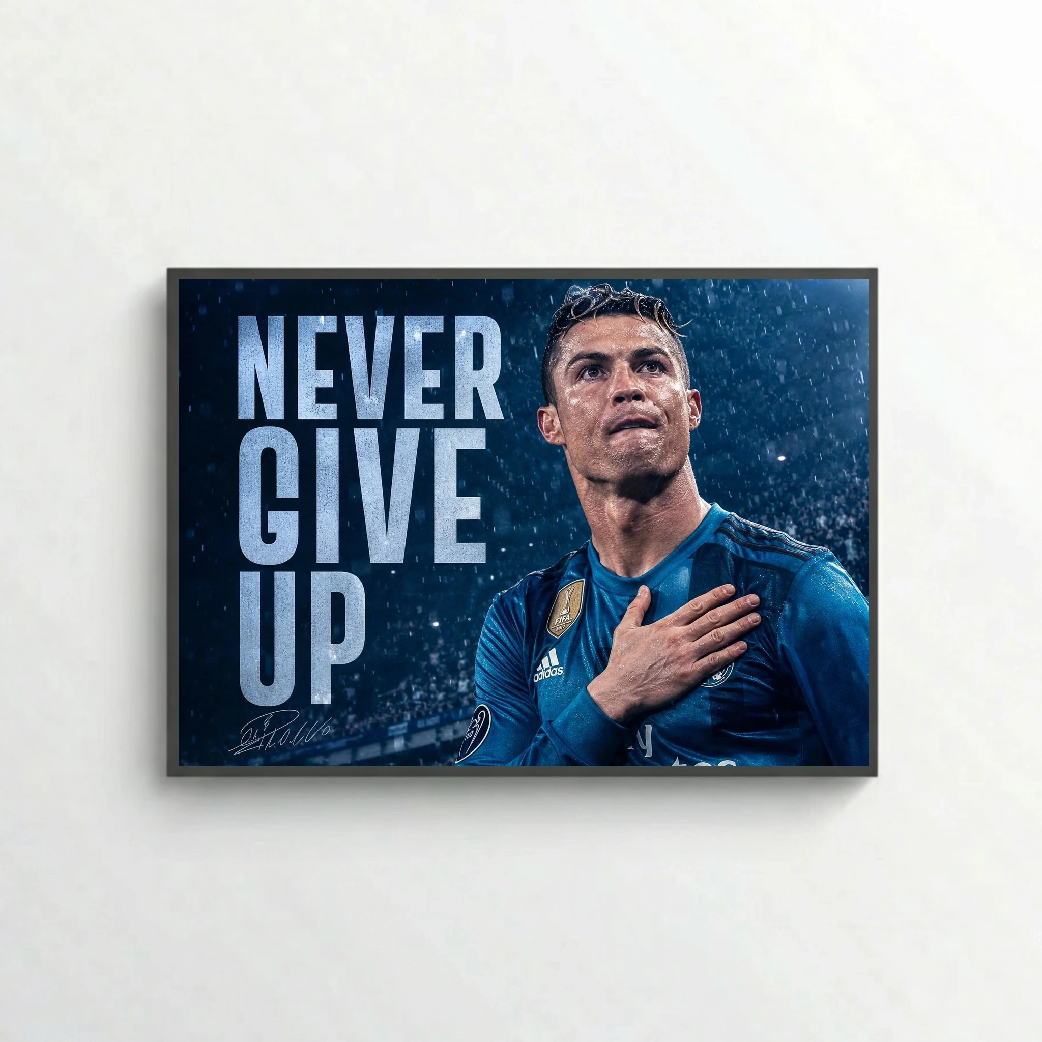 Never give up– Legendary Football Motivation Poster