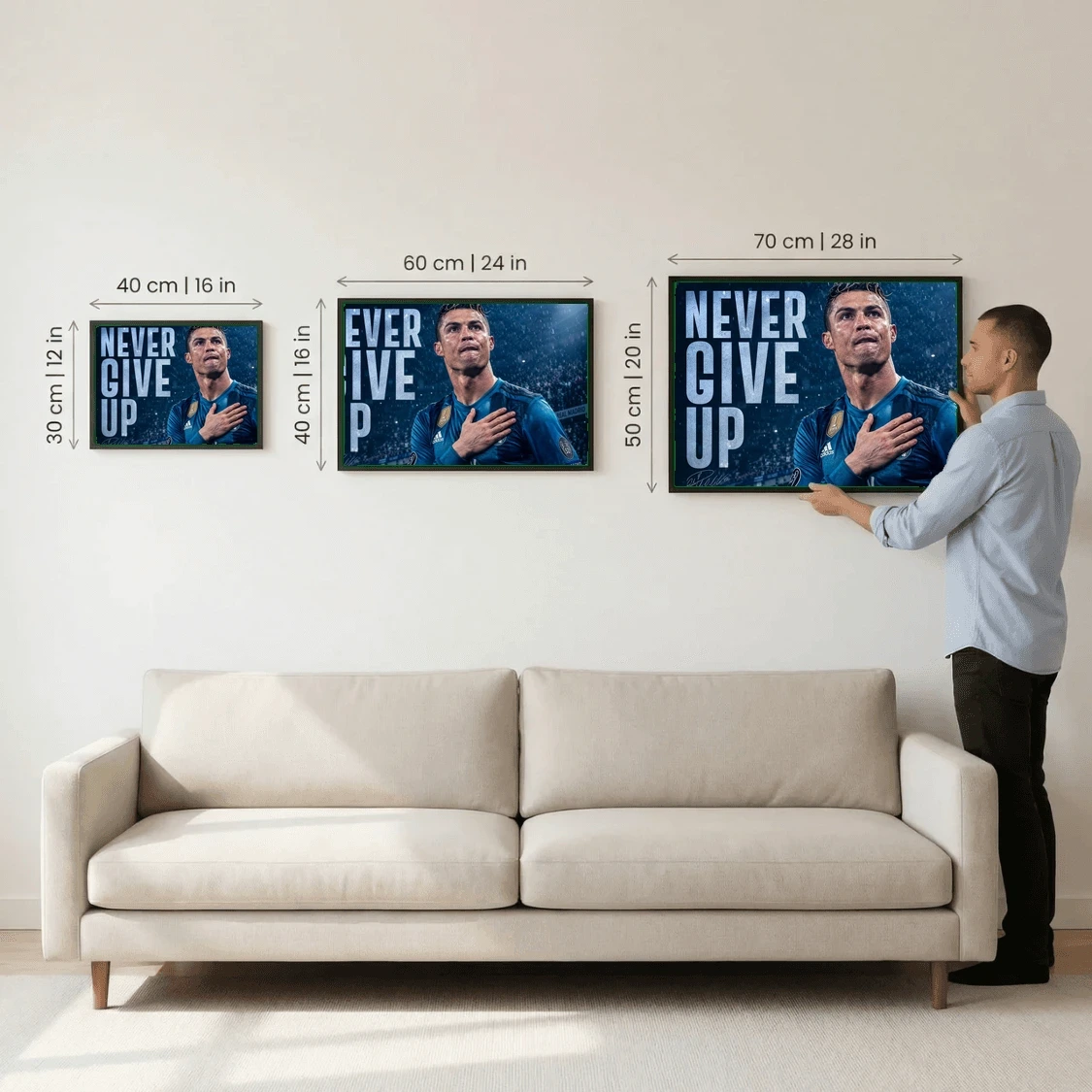Never give up– Legendary Football Motivation Poster